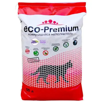 Наполнитель ECO-Premium комкующийся древесный, Лаванда 55л