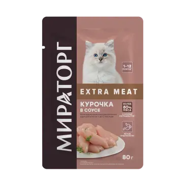 80гр Влажный корм Мираторг Winner Extra Meat для котят от 1 до 12 месяцев Курочка в соусе