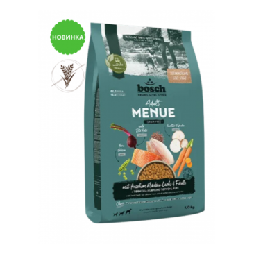 2,4кг Корм Bosch HPC MENUE Adult беззерновой для взрослых собак всех пород с Лососем и форелью