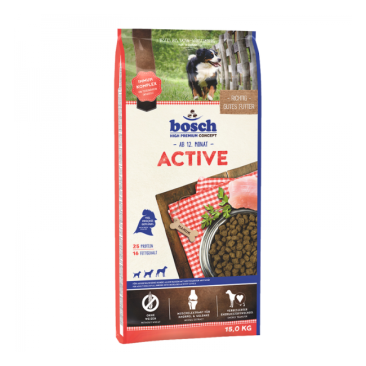 15кг Корм Bosch Active для взрослых собак всех пород с высокой активностью с Птицей