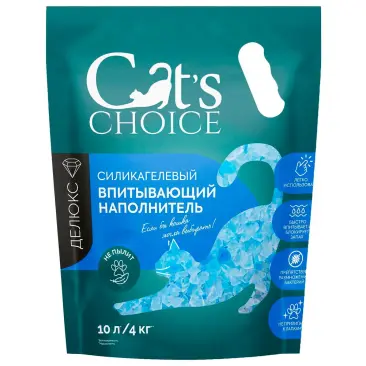 Силикагелевый впитывающий наполнитель Cat's choice с синими гранулами 4кг