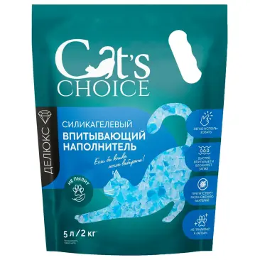 Силикагелевый впитывающий наполнитель Cat's choice с синими гранулами 2кг