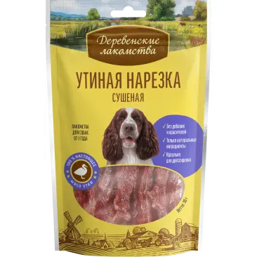 90гр Лакомство "Деревенские лакомства" для собак, Утиная нарезка