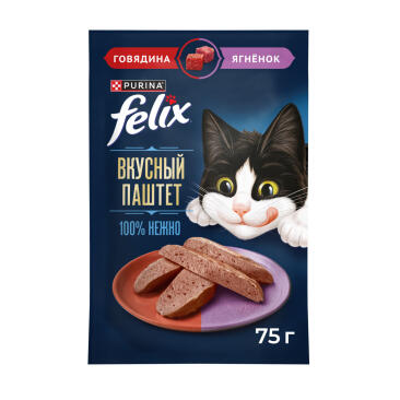 75гр Паштет для кошек FELIX с Говядиной и Ягнёнком
