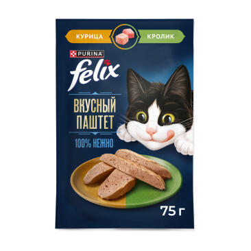 75гр Паштет для кошек FELIX с Кроликом и Курицей