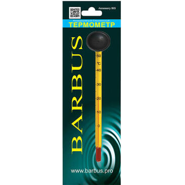 Термометр Barbus стеклянный тонкий с присоской в блистере, 15см