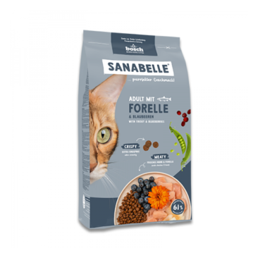 8кг Корм Bosch Sanabelle Adult mit Forelle & Blaubeeren Life для взрослых кошек с Форелью