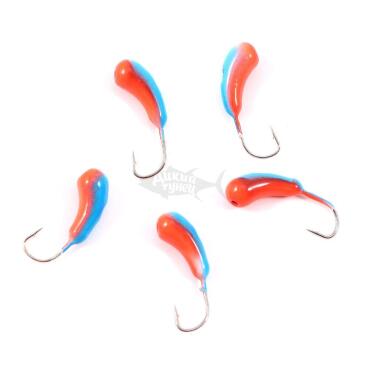 Мормышка вольфрамовая "ЯМАН" Уралка с отверстием, 1,53 г, красно-синий