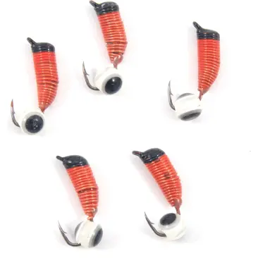 Мормышка вольфрамовая безнасадочная "ЯМАН" Ручейник №6, d-2,5 мм, L-8.5 мм, 0,8 г, рыбий глаз, Красный