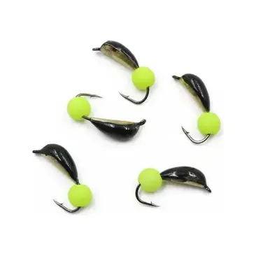 Мормышка вольфрамовая безнасадочная "ЯМАН" Малек №3, d-3 мм, L-8 мм, 0,55 г, флуоресцентный Желтый шар