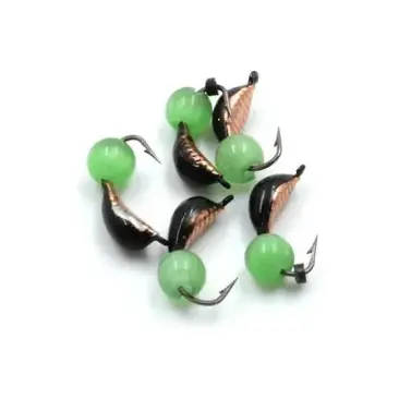 Мормышка вольфрамовая безнасадочная "ЯМАН" Лодочка рифленая №2, 0,45 г, кошачий глаз сверленый, Медь