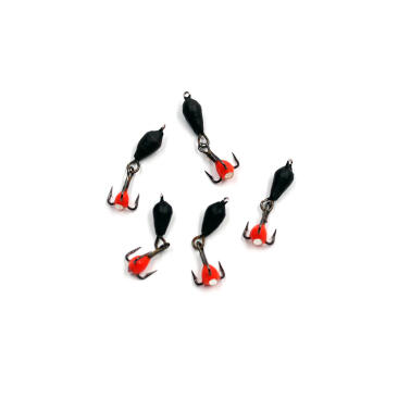 Мормышка вольфрамовая безнасадочная "ЯМАН" Дьявол с подвесным тройником, d-4 мм., 1,1 г, капля с глазком, флуоресцентный Красный