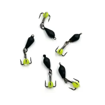 Мормышка вольфрамовая безнасадочная "ЯМАН" Дьявол с подвесным тройником, d-3 мм., 0,6г, капля с глазком, флуоресцентный Желтый