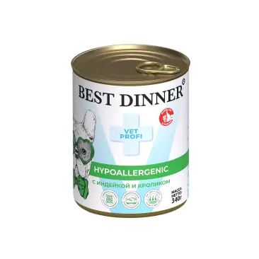 340г Влажный корм Best Dinner Hypoallergenic Exclusive для собак с Индейкой и Кроликом