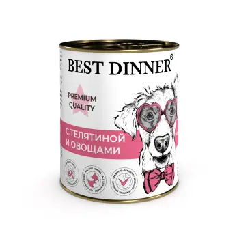 340г Влажный корм Best Dinner Premium для взрослых собак и щенков с 6 месяцев Телятина с овощами
