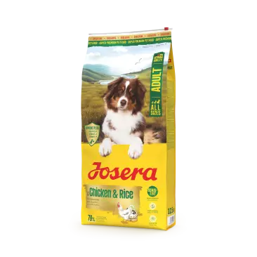 12,5кг Корм Josera Adult with Chicken & Rice (Medium/Maxi 25/13) для взрослых собак активных пород с Птицей