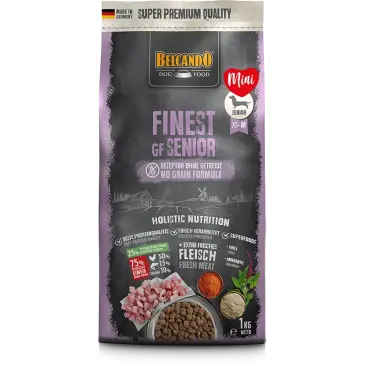 1кг Корм Belcando Finest GF Senior беззерновой для пожилых собак мелких и средних пород при избыточном весе с Птицей и рыбой
