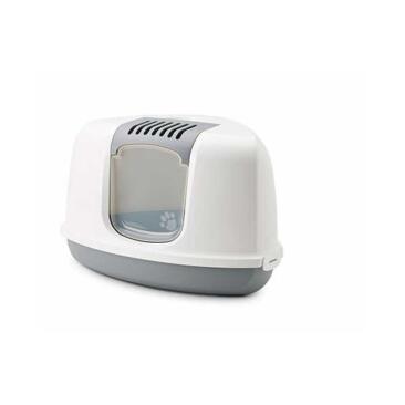 Туалет ''SAVIC'' ''Nestor Corner'' для кошек, 58,5x45,5x40см, белый-серый