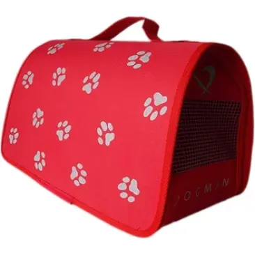 Переноска DOGMAN для животных, красная с лапами №1