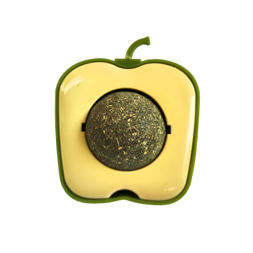 Игрушка WOGY для кошек Яблоко с вращающимся мятным шариком на липкой ленте, 6*5*2,5см