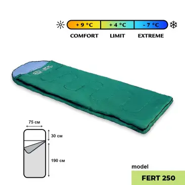Спальный мешок GOLDEN SHARK Fert 250, 220х75см правая молния