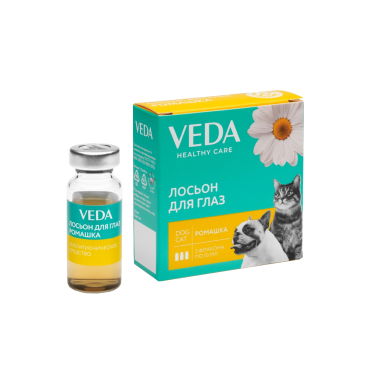 Лосьон Veda "Ромашка" для гигиенической обработки глаз собак, кошек и других мелких домашних животных 10мл*1шт