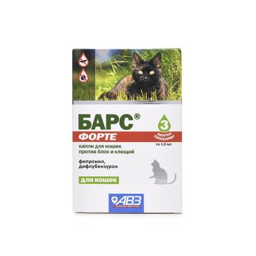 Капли на холку БАРС Форте АВЗ от блох и клещей для кошек, 1шт