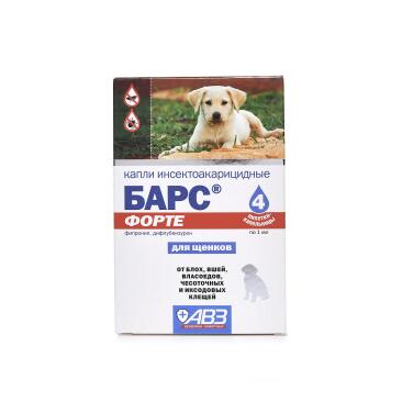 Капли на холку БАРС Форте АВЗ от блох и клещей для щенков, 1шт