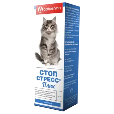 Капли Стоп-Стресс Плюс Apicenna для коррекции поведения при стрессовых ситуациях у кошек, 30мл