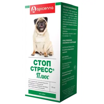 Капли Стоп-Стресс Плюс Apicenna для коррекции поведения при стрессовых ситуациях у собак, 50мл