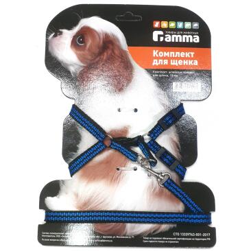 Комплект шлейка и поводок для щенка из капрона, 280*340*85мм;10*1300мм