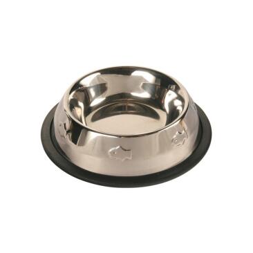 Миска TRIXIE из металла с резиновым ободом рельефным рисунком 0,2л 15см