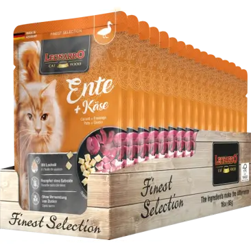 85гр Влажный корм Leonardo Duck + Cheese для взрослых кошек от года с Уткой и сыром