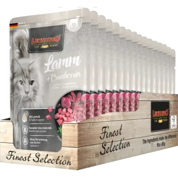 85гр Влажный корм Leonardo Lamb + Cranberries для взрослых кошек от года с Ягненком и клюквой