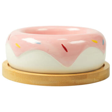 Миска Mr.Kranch Bamboo керамическая розовая на бамбуковой подставке, 250мл