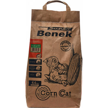 Наполнитель комкующийся S Benek Corn Cat Natural Свежая трава, 14л (9,6кг)