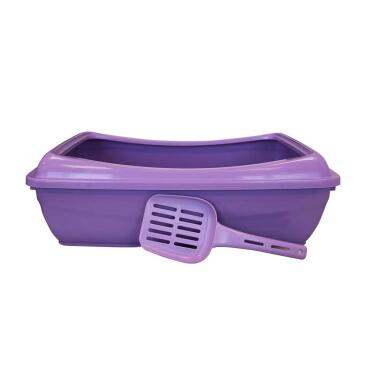 Лоток Favorite Атонго для кошек с бортом и совком Фиолетовый 49*37,5*15см