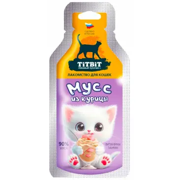 15г Лакомство TitBit для кошек Мусс из Курицы
