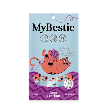 5*15г Крем-лакомство MyBestie для кошек Тунец и Креветки