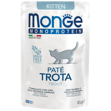 85г Влажный корм Monge Kitten Monoprotein Trout для котят и беременных кошек паштет из Форели