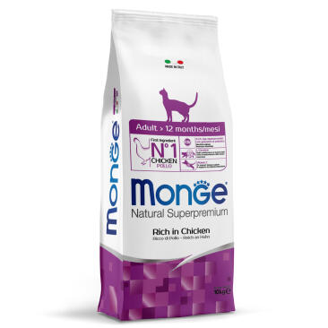 10кг Корм Monge Cat Adult для взрослых кошек с Курицей "Ритейл"