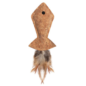 Игрушка Triol NATURAL для кошек из пробковой коры "Рыбка с перьями", 95/135мм