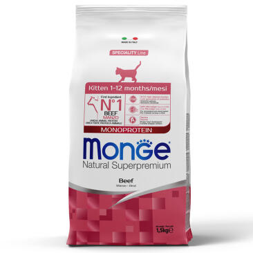 1,5кг Корм Monge Kitten Monoprotein Beef для котят и беременных кошек с Говядиной