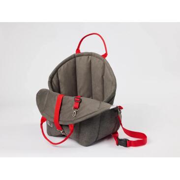 Авто-кресло сумка-переноска LOORI Серый с красными ручками
