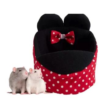 Лежанка LOORI Мини для грызунов с ушками Красные звёзды, 12*16см