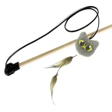 Удочка-Дразнилка GoSi для кошек "Мехокот Кайт" серый