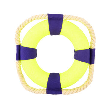 Игрушка Mr.Kranch для собак Кольцо с канатом 14см неоновая желтая