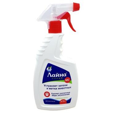 Дезинфицирующее средство Лайна для уборки и устранения неприятных запахов и меток животных Пихта (спрей) 0,75 л