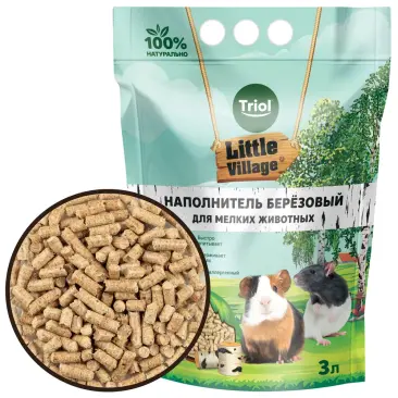 Наполнитель Triol LITTLE VILLAGE для мелких животных Березовый, 3л