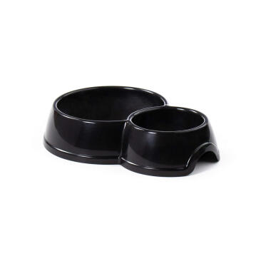 Миска двойная Полесье для кошек и собак Чёрная 24,6*17,9см, 0,6л